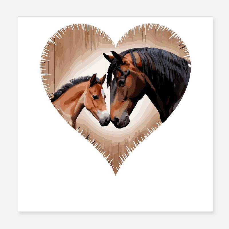 Pferde Herz Poster 20x20 cm