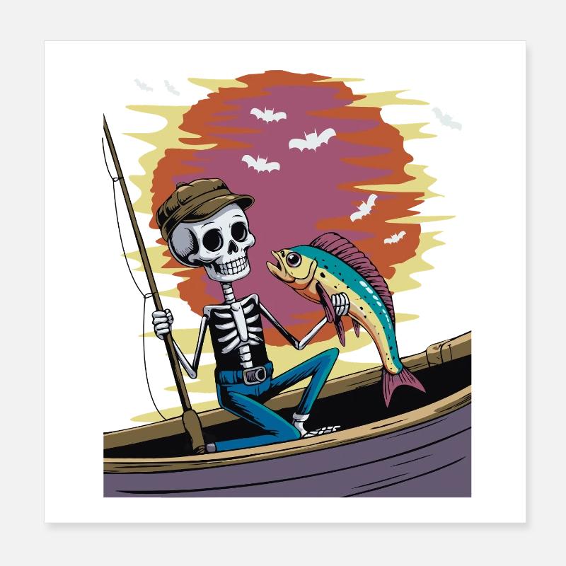 Skeleton angler at sunset dolphinfish mahi Poster 8" x 8" (20x20 cm)