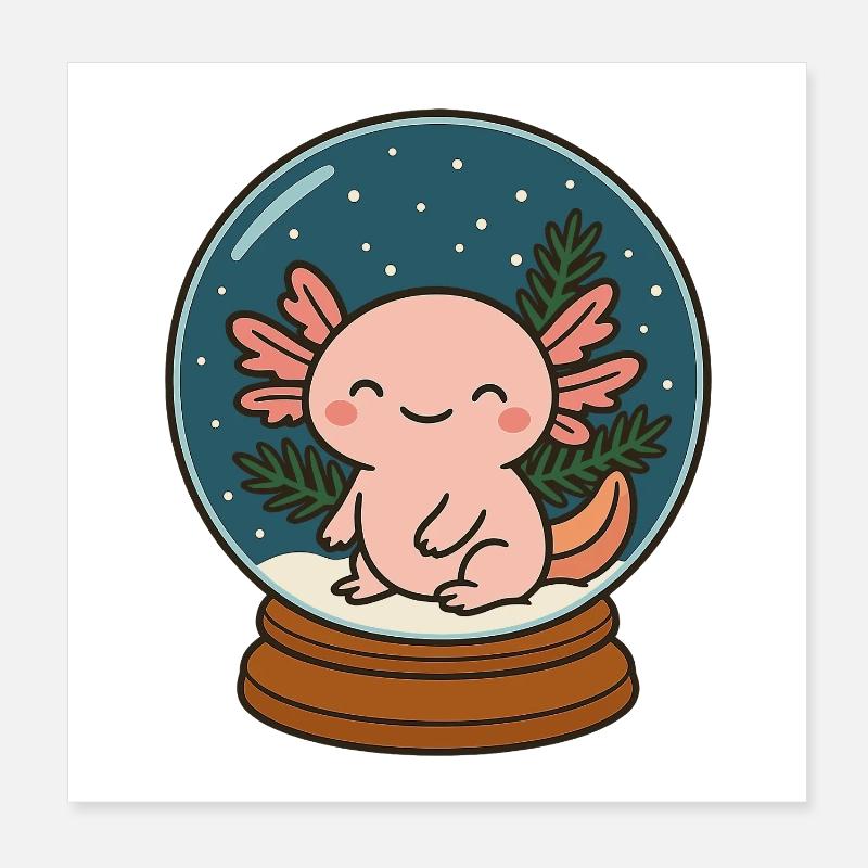 Axolotl dans Boule à neige Noël Poster 20 x 20 cm