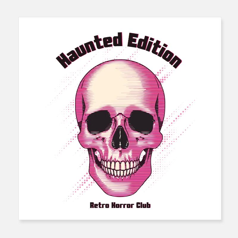 Retro Horror Skull Poster 8" x 8" (20x20 cm)