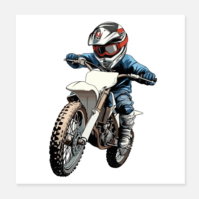 Motorradfahrer Kinderdesign Poster 20x20 cm
