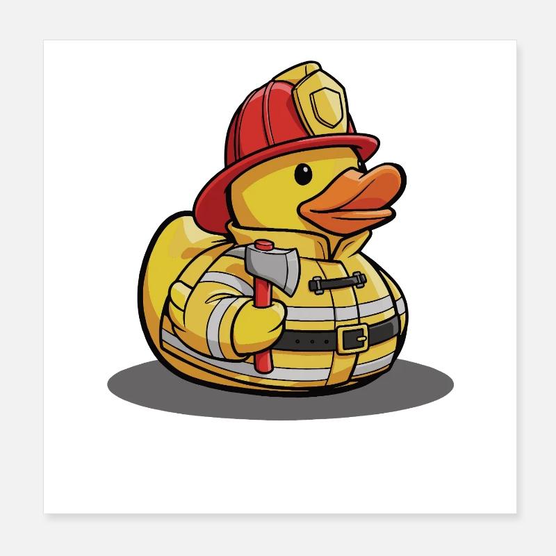 Canard sauveteur en uniforme de pompier Poster 20 x 20 cm
