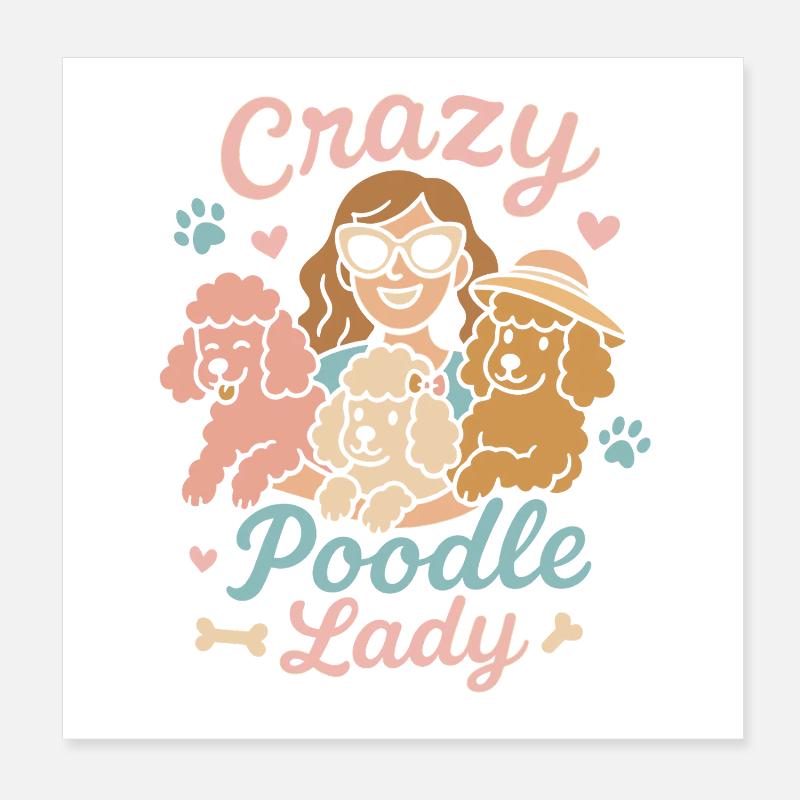 Dame caniche folle Poster 20 x 20 cm