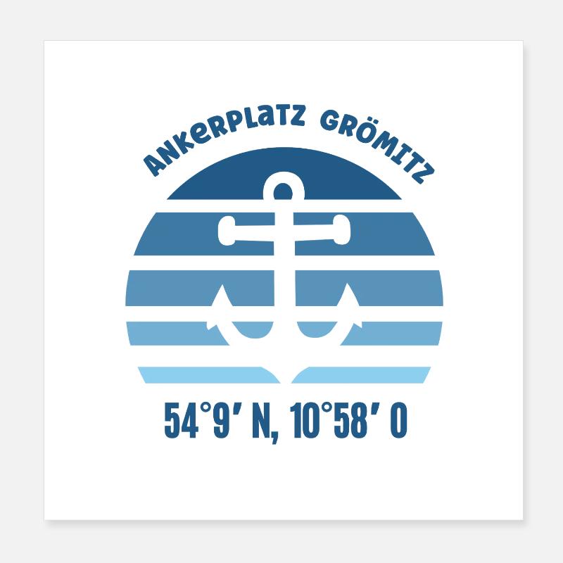Grömitz Mer Baltique Schleswig Holstein Coordonnées Poster 20 x 20 cm
