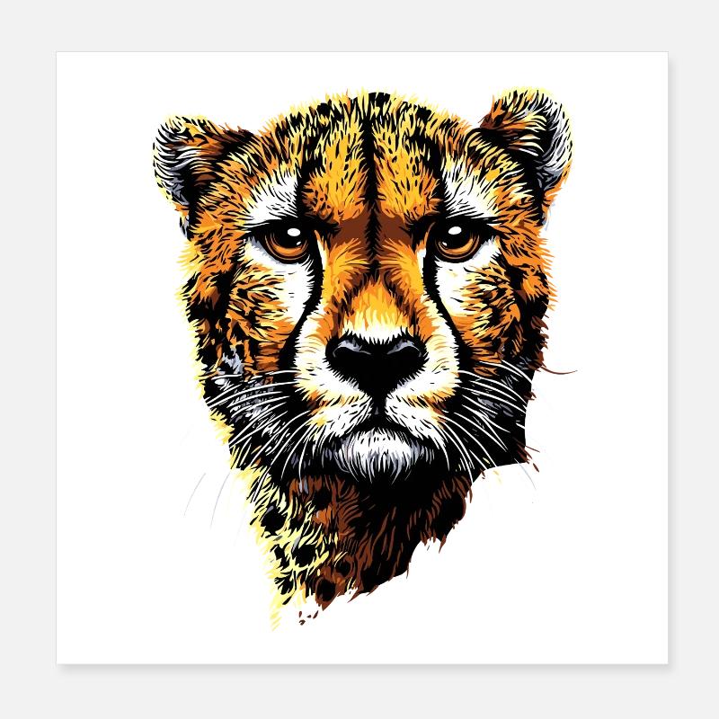 Guépard Guépard Gros chat Amoureux des chats Guépard Poster 20 x 20 cm