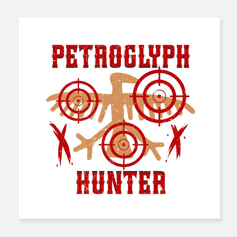 Pétroglyphe Chasseur Pétroglyphe Pictogrammes Poster 20 x 20 cm