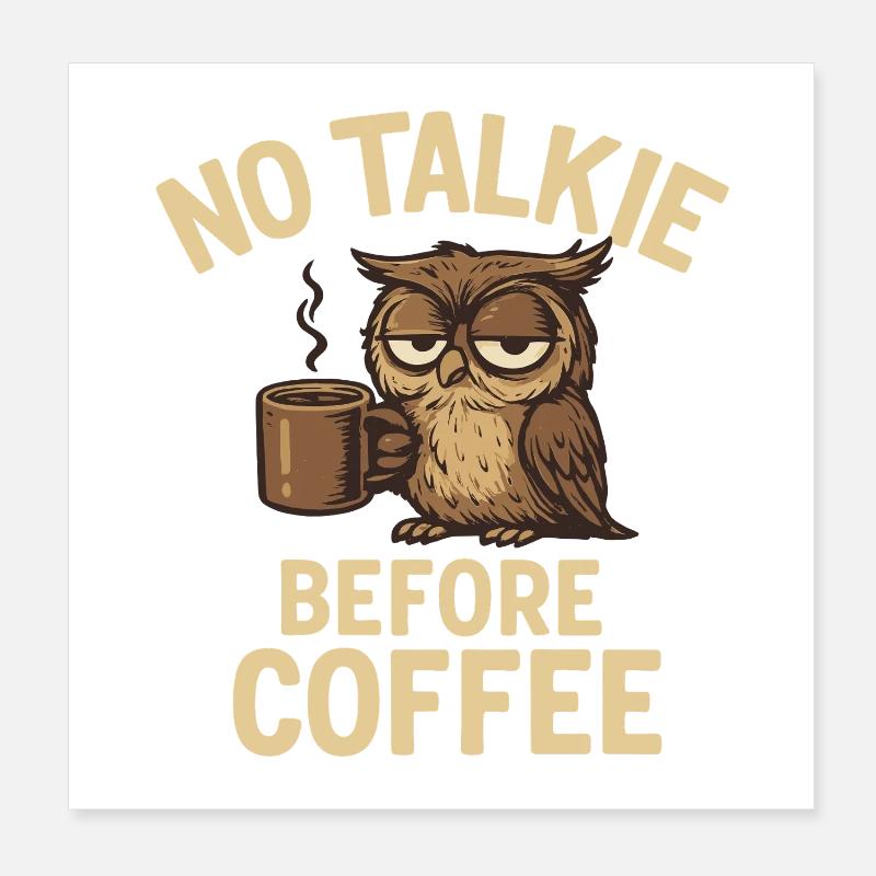 Eulen mit Kaffeetasse und Statement Poster 20x20 cm