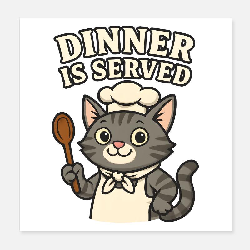 Cook Cat – Le dîner est servi Poster 20 x 20 cm