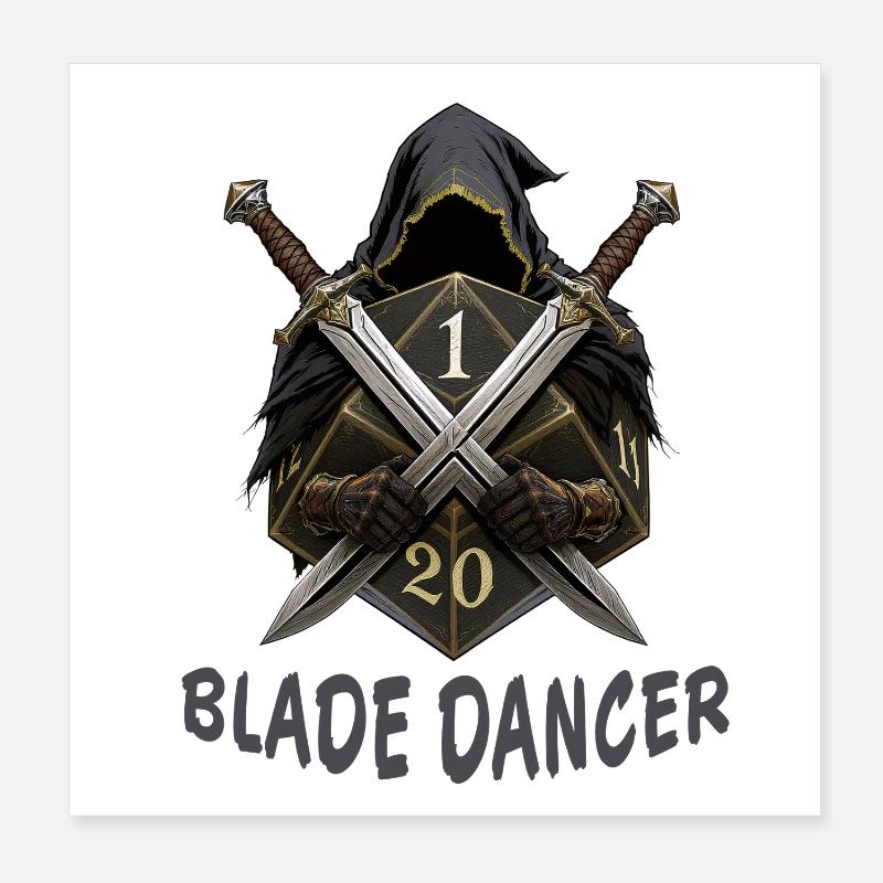 Blade Dancer – Kapuze mit zwei Schwertern Poster 20x20 cm