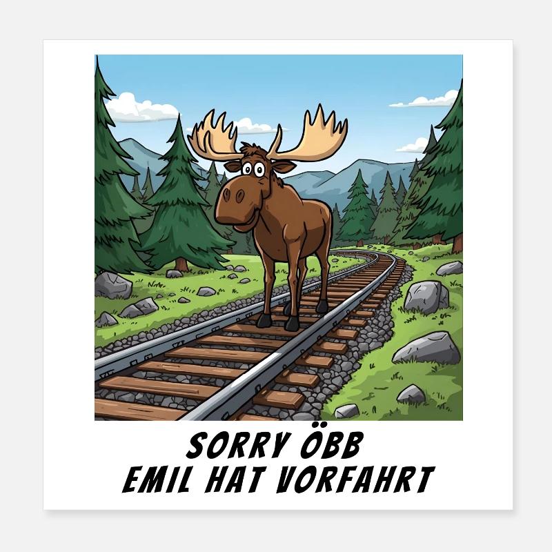 Désolé train - Emil a la priorité ici Poster 20 x 20 cm
