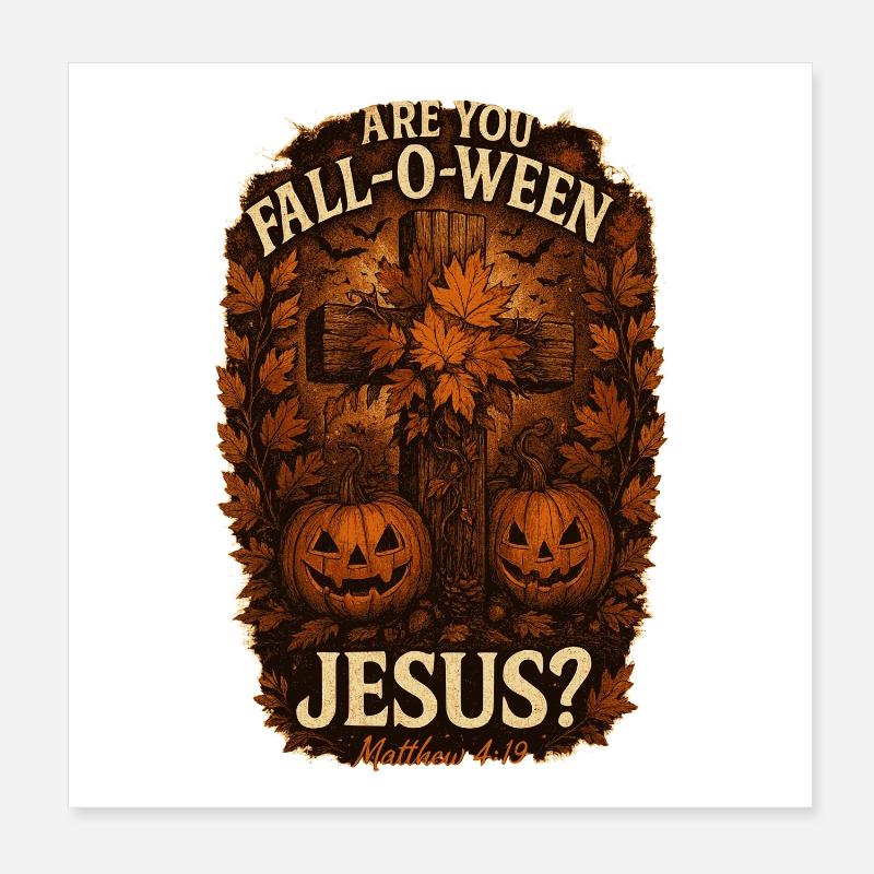 Bist du Fall-O-Ween Jesus Halloween Herbst Poster 20x20 cm