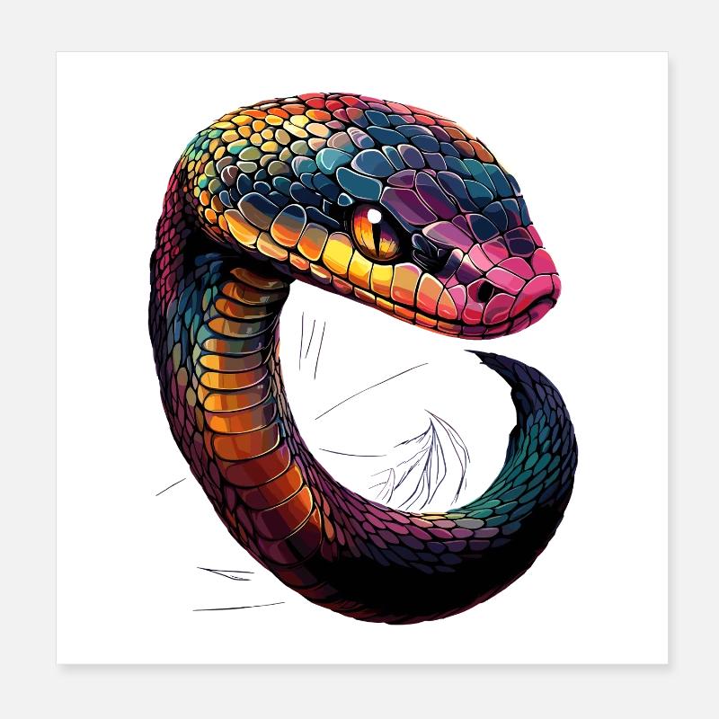 Schlange Python Kobra Klapperschlange Schlangen Poster 20x20 cm