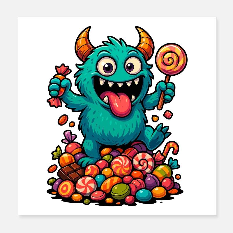Playful troll artwork with sweets Poster 8" x 8" (20x20 cm)