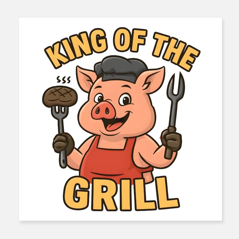 Grill Master Pig – Roi du barbecue Poster 20 x 20 cm
