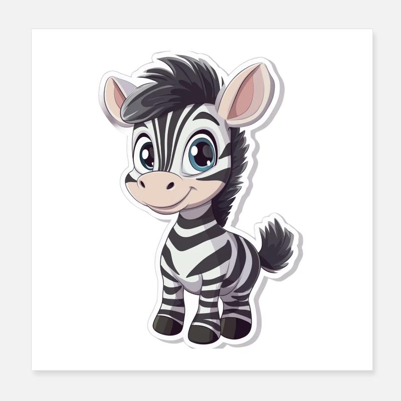 Zebra Poster 8" x 8" (20x20 cm)