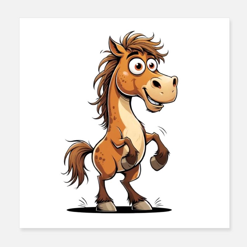 Fröhlicher Comic-Pferdeschow Poster 20x20 cm