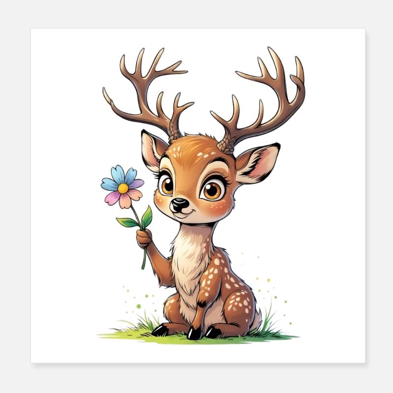 Mignon fauve avec fleur Poster 20 x 20 cm