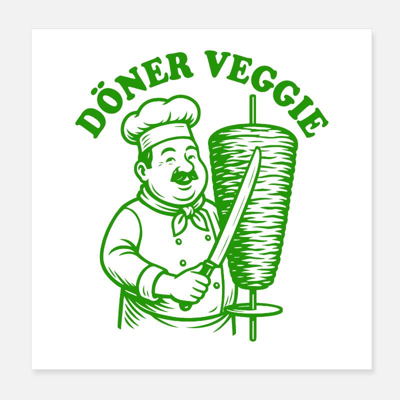 Döner Veggie - Fastfood - Spruch Poster 20x20 cm
