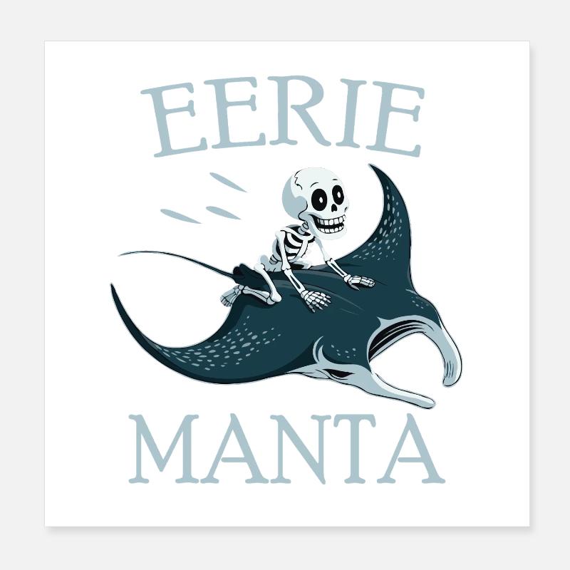 Skelett auf Mantarochen  Poster 20x20 cm