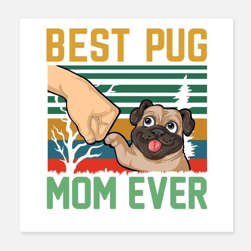 Beste Mopsmutter aller Zeiten Retro Poster 20x20 cm