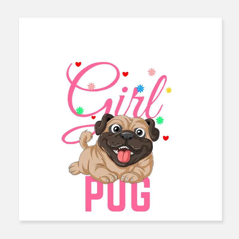 Mädchen und ihr Mops Poster 20x20 cm