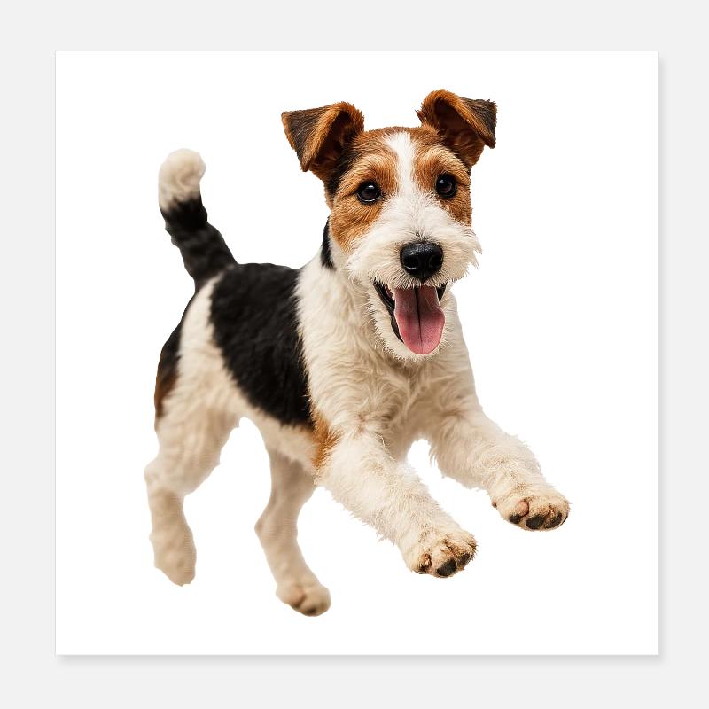 Verspielter Foxterrier Hund Poster 20x20 cm