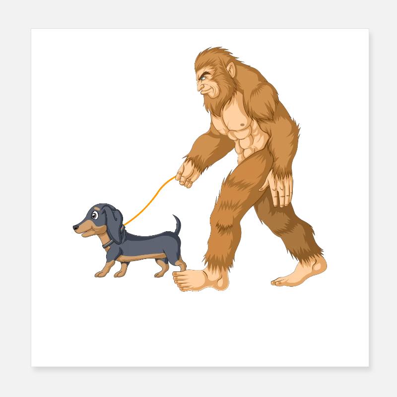 T-shirt teckel de marche Bigfoot Poster 20 x 20 cm