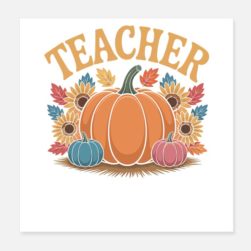 Herbstlich Lehrer Poster 20x20 cm