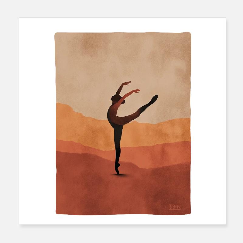 Silhouette de danseuse du désert Poster 20 x 20 cm