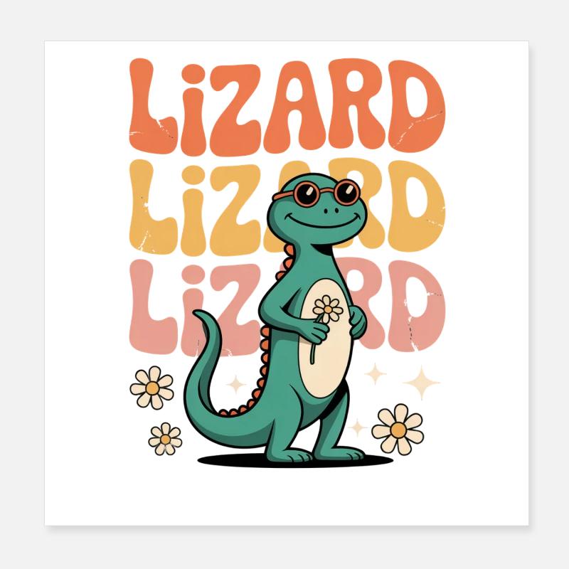 Lizard Meme Funny Weirdcore Vibes Poster 8" x 8" (20x20 cm)