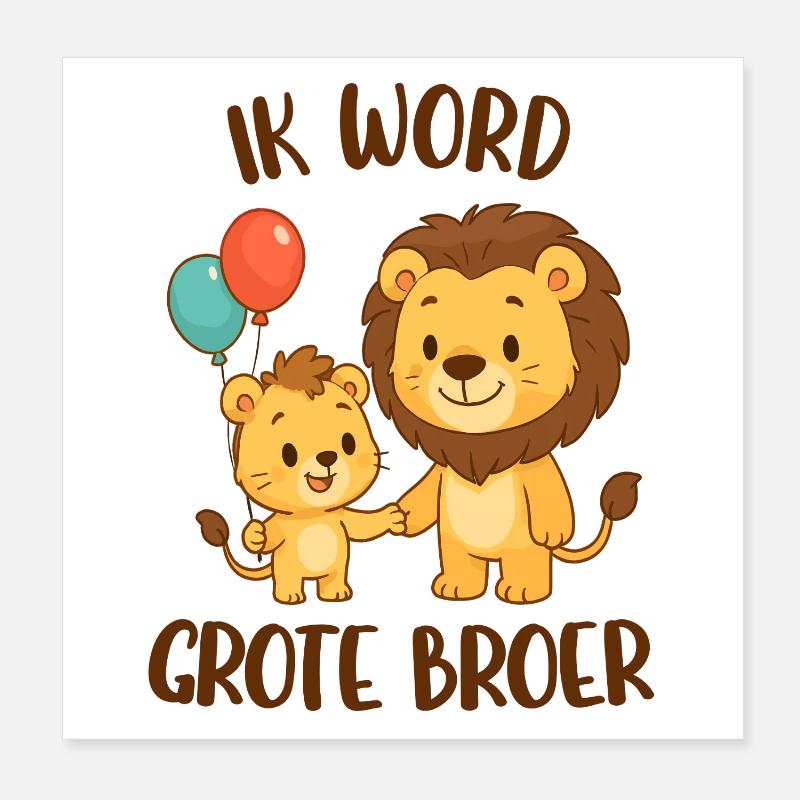 Großer Bruder, ich werde großer Bruder sein, Leo Poster 20x20 cm