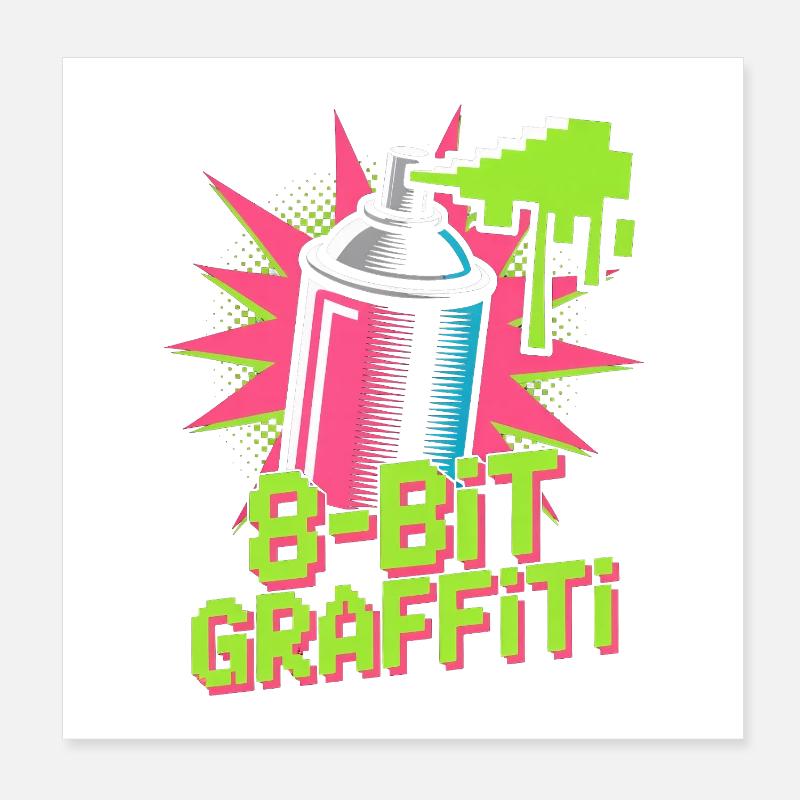 8-Bit Graffiti Pop Culture Retro Video Game Poster 20x20 cm