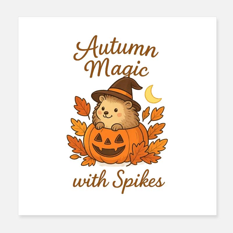 Magie de l’automne avec des épines – Hérisson doux dans une citrouille Poster 20 x 20 cm