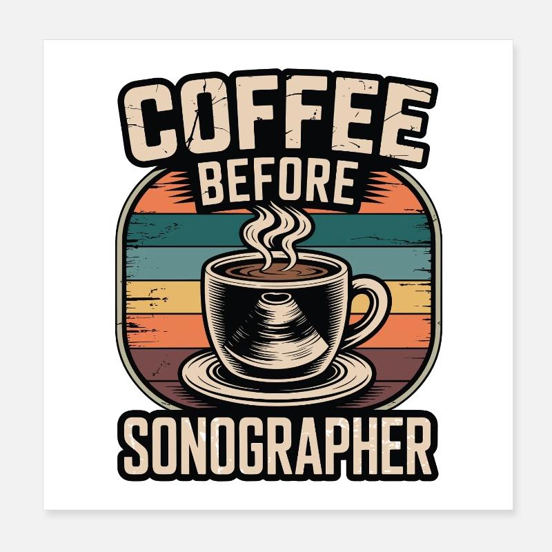 Café échographiste avant Echo Tech Coffee Lover Poster 20 x 20 cm