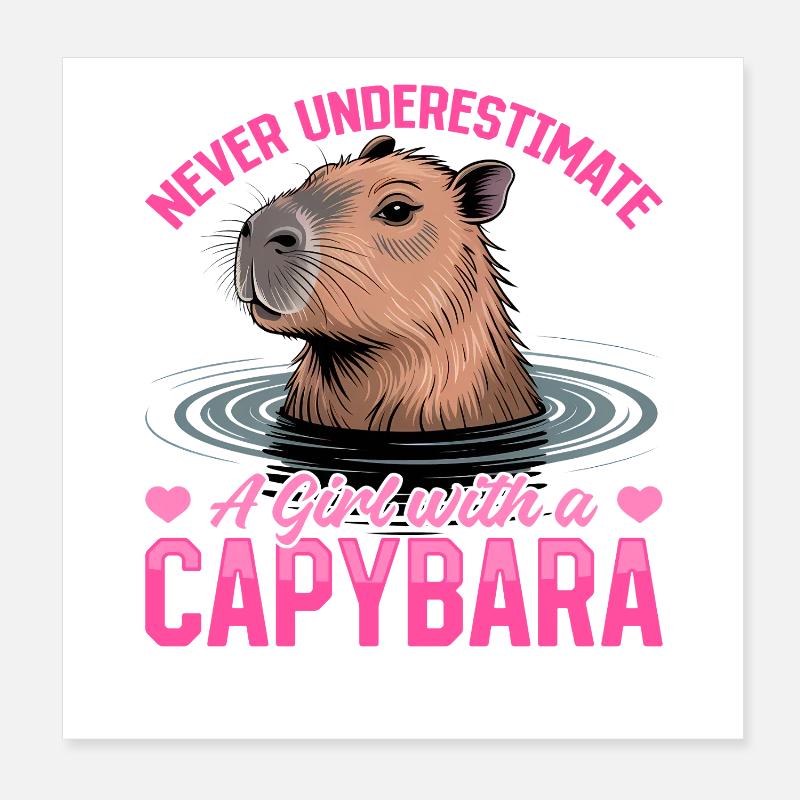 Funny Capybara Poster 8" x 8" (20x20 cm)