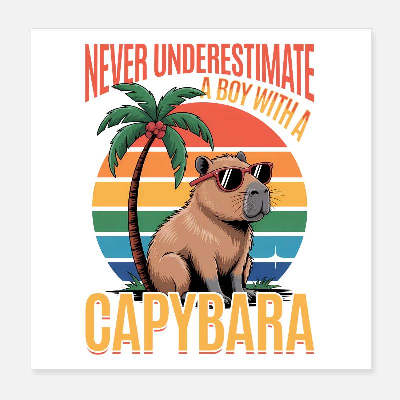 Funny Capybara Poster 20x20 cm