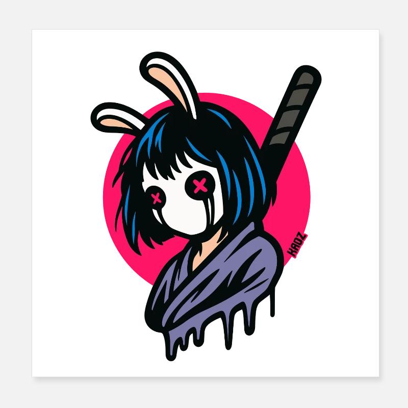 Bunny Masks Samurai Warrior Poster 8" x 8" (20x20 cm)