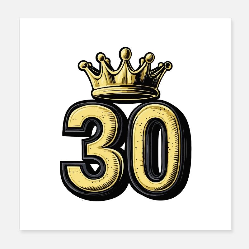 30 Number Crown Poster 8" x 8" (20x20 cm)