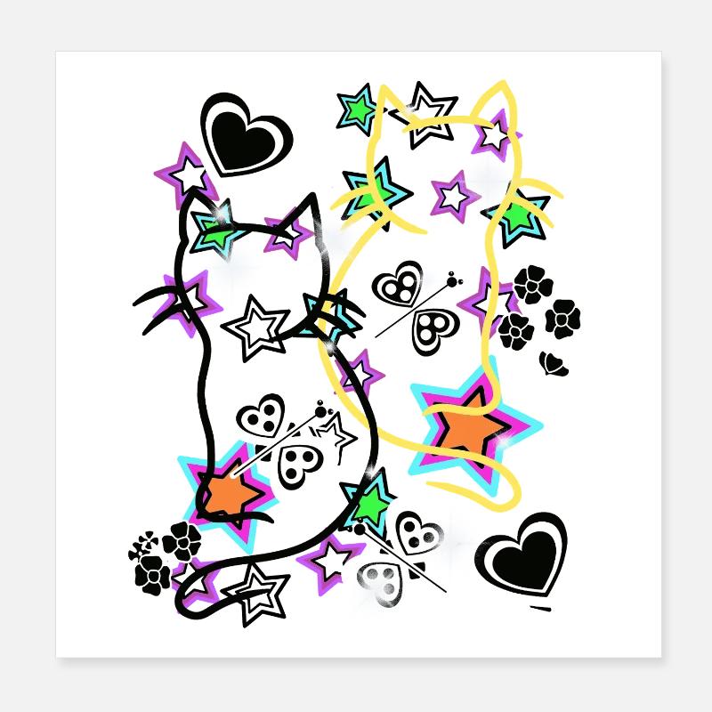 Retro Cats Kids Poster 8" x 8" (20x20 cm)