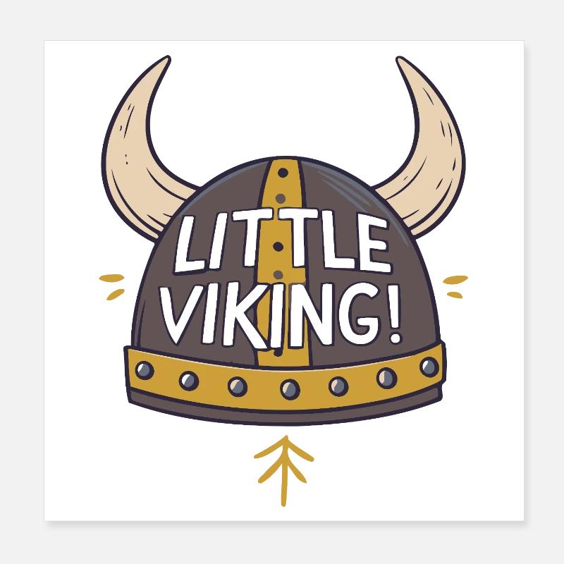 Little Viking Hero Helmet Poster 8" x 8" (20x20 cm)