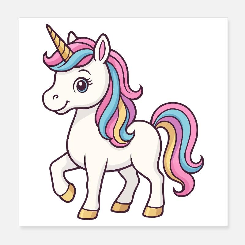 Licorne colorée à la crinière pastel Poster 20 x 20 cm