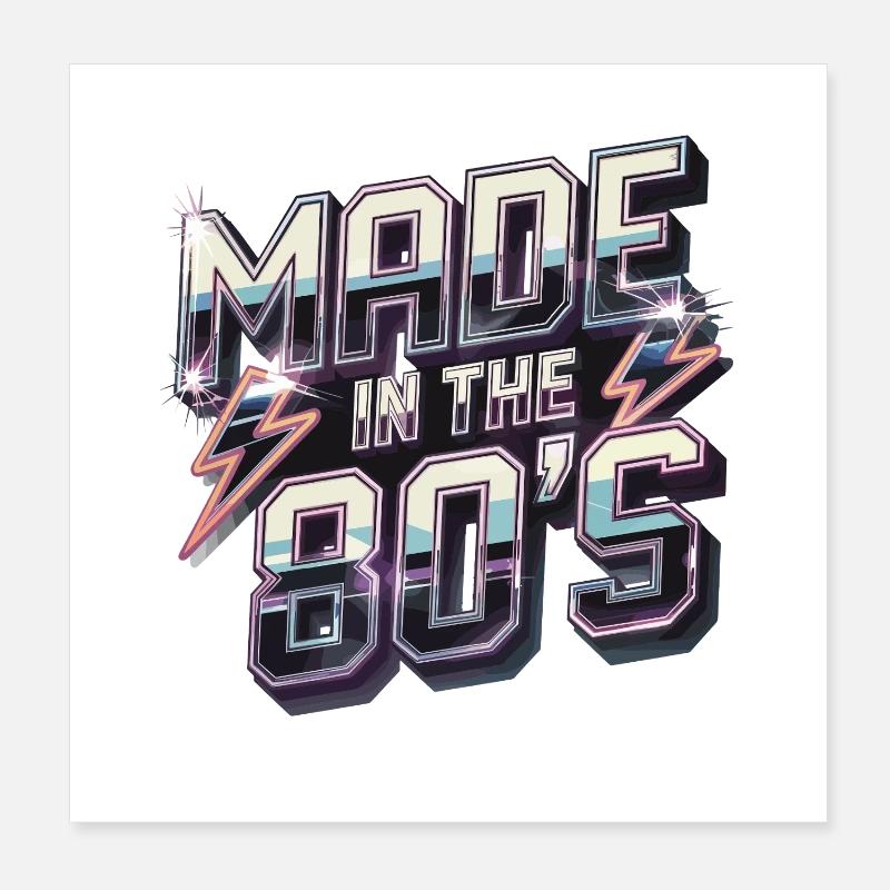 Made In The 80's Retro Flash Poster 8" x 8" (20x20 cm)
