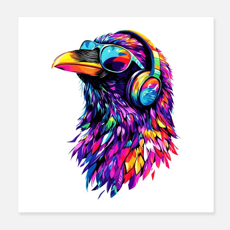Raven, Crow, Bird, Raven Crow, Jackdaw, Black Raven Poster 8" x 8" (20x20 cm)