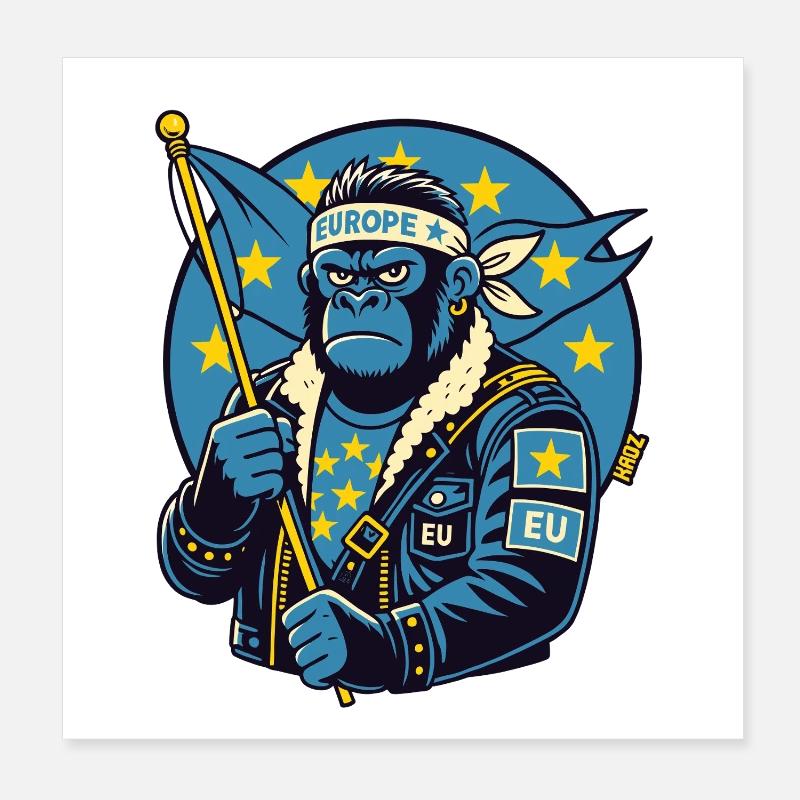 EU Gorilla Biker Stil Poster 20x20 cm