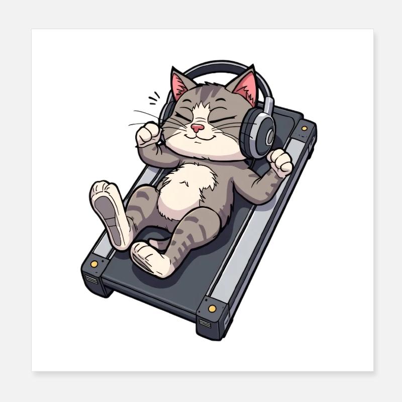 Battement de chat sur le tapis roulant Poster 20 x 20 cm