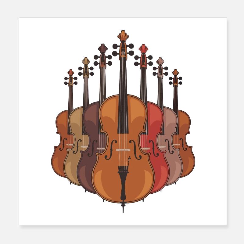 Fascinating Cello Collection: Musical Instruments in Poster 8" x 8" (20x20 cm)