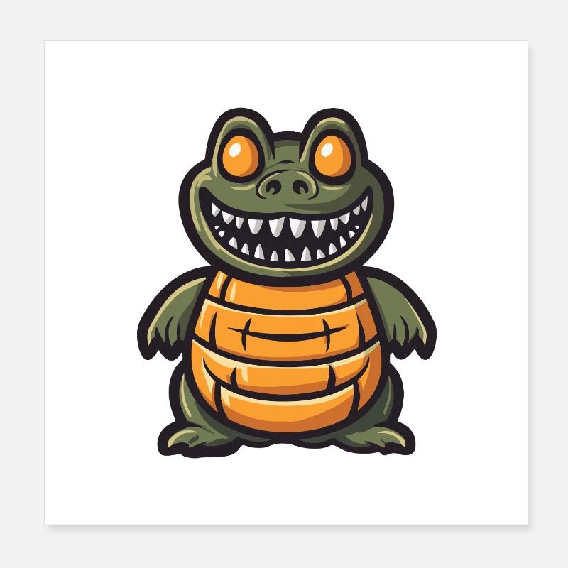 Alligator Halloween Bande dessinée drôle Poster 20 x 20 cm