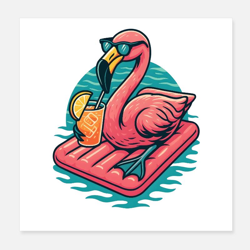 Flamingo Beach Lounge-Atmosphäre Poster 20x20 cm