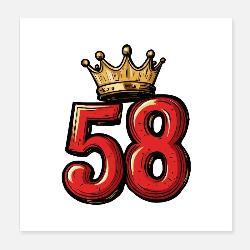 58 Nombre Couronne Poster 20 x 20 cm
