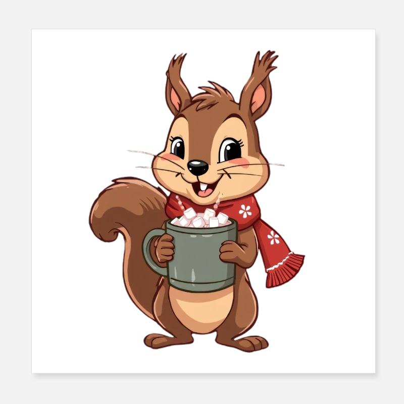 Winterkakao Eichhörnchen Poster 20x20 cm